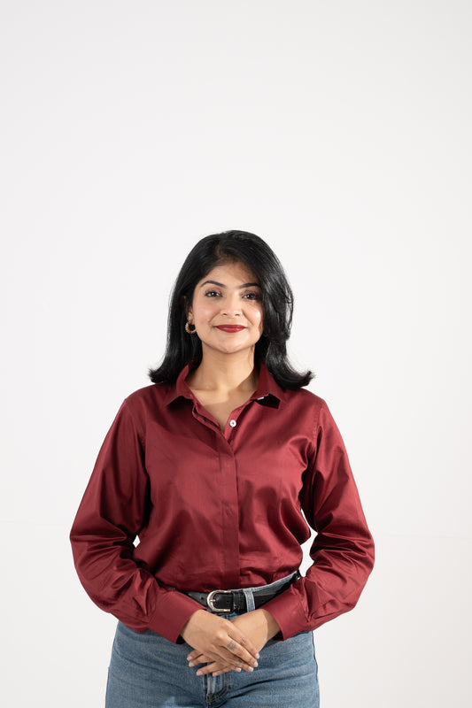 Classic Power Shirt — Wine Red