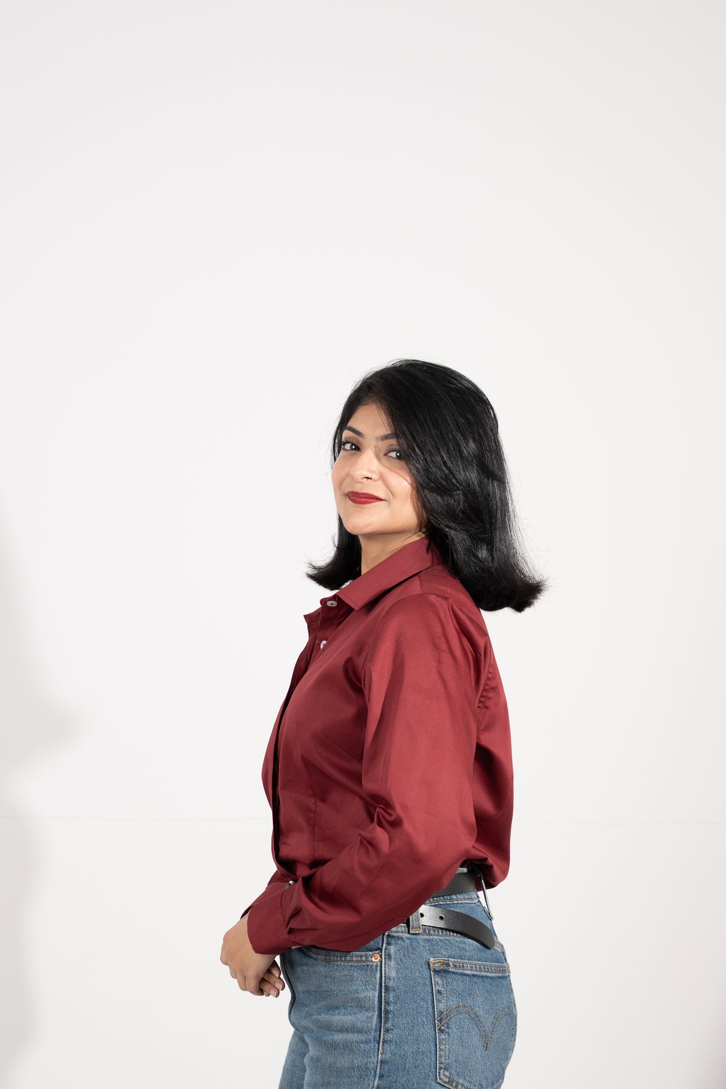 Classic Power Shirt — Wine Red