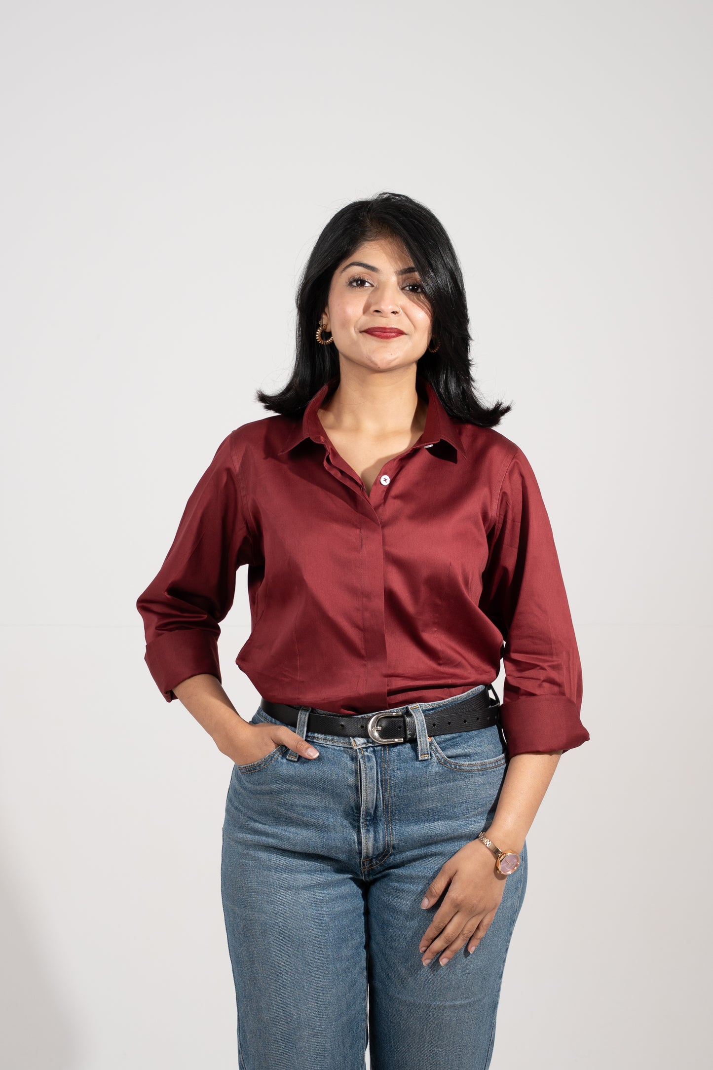 Classic Power Shirt — Wine Red