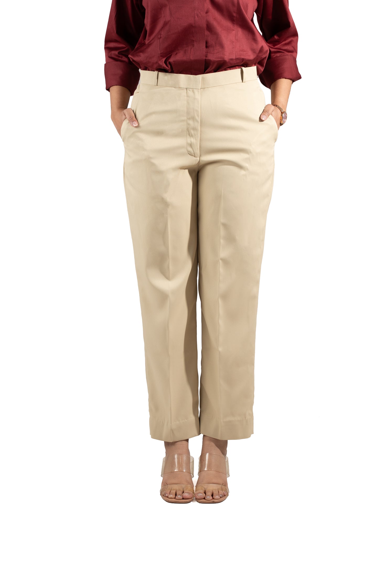 Essential Tapered Fit Trouser — Beige